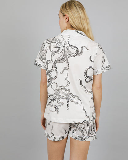 Womens Short Pyjamas - Octopus White