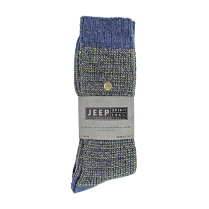 2 Pack Men's Casual Ribbed Cotton Dress Socks | Midweight Square Knit Socks