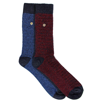 2 Pack Men's Casual Ribbed Cotton Dress Socks | Midweight Square Knit Socks