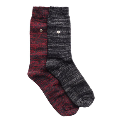 2 Pack Men's Casual Ribbed Cotton Dress Socks | Midweight Square Knit Socks