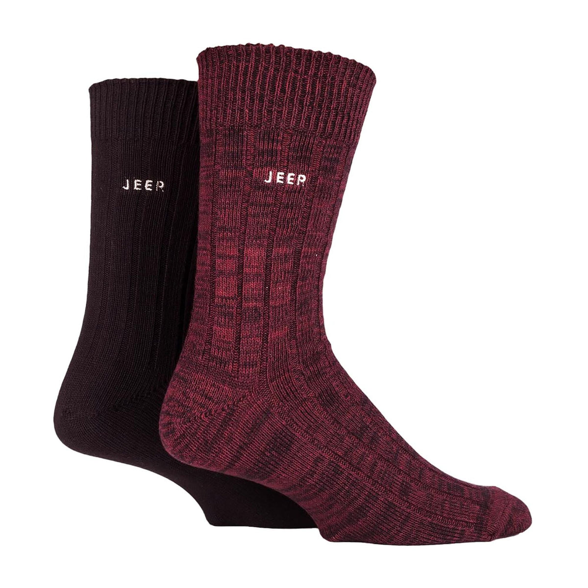 2 Pack Men's Casual Ribbed Cotton Dress Socks | Midweight Square Knit Socks