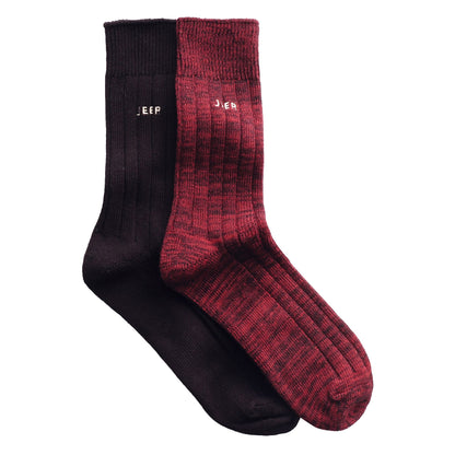 2 Pack Men's Casual Ribbed Cotton Dress Socks | Midweight Square Knit Socks