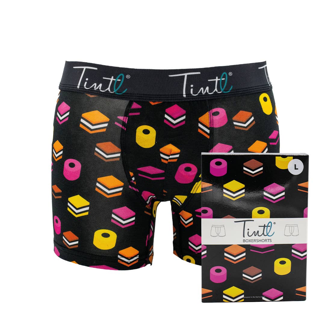 TINtl Men's Cotton Boxer Shorts Liquorice Print