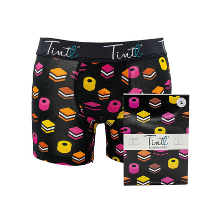 TINtl Men's Cotton Boxer Shorts Liquorice Print