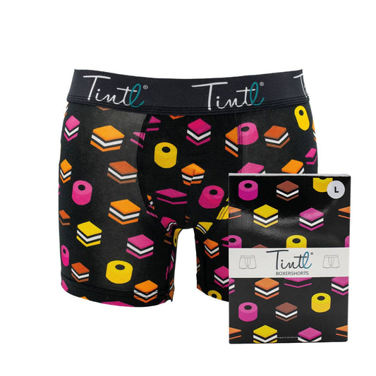 TINtl Men's Cotton Boxer Shorts Liquorice Print