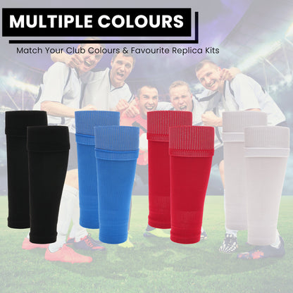 Adults Blue Football Leg Sleeve Socks Compression Support Fits Over Shin Pads Breathable & Secure for Training Running by Sock Stack
