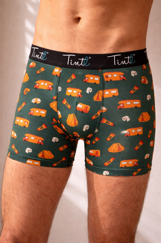 TINtl Men's Cotton Boxer Shorts Camping Life Dutch Print