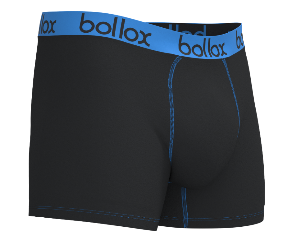 Bollox - Black with Light Blue - Men's Trunk - Bamboo & Cotton Blend