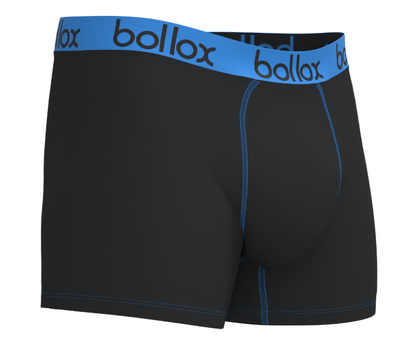Bollox - Black with Light Blue - Men's Trunk - Bamboo & Cotton Blend