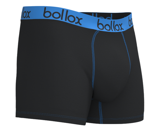 Bollox - Black with Light Blue - Men's Trunk - Bamboo & Cotton Blend