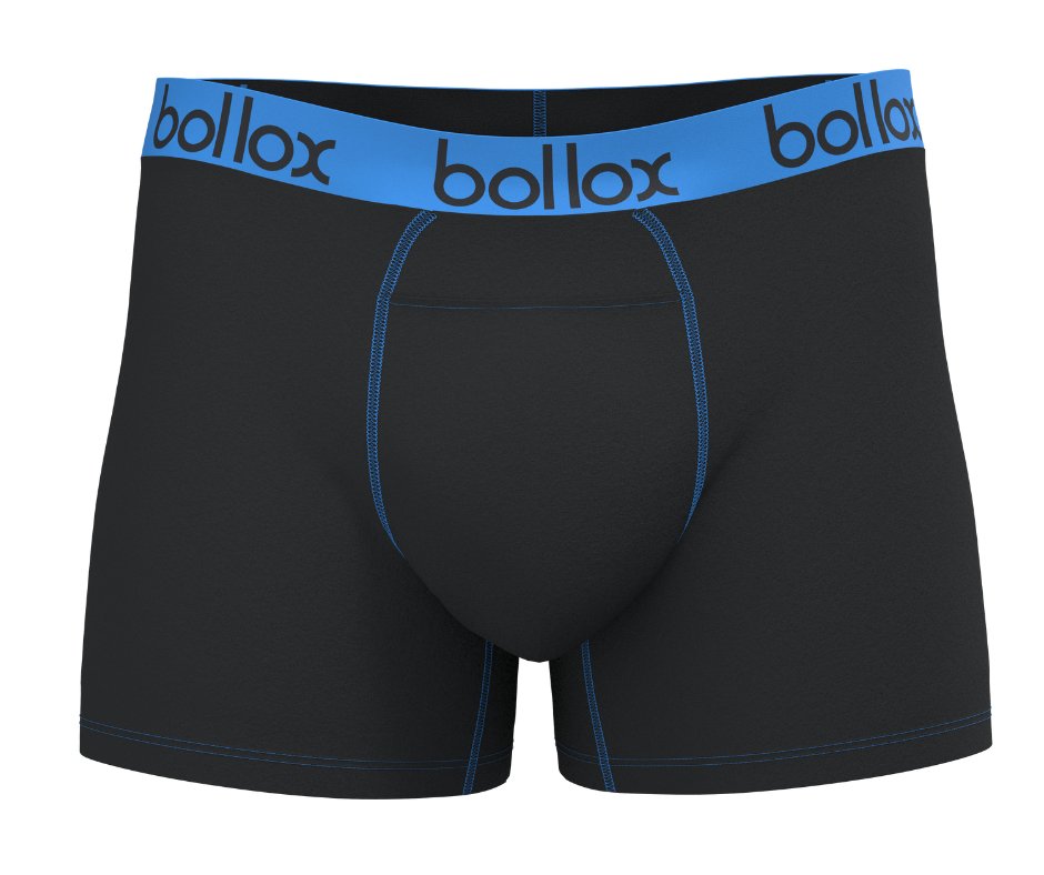 Bollox - Black with Light Blue - Men's Trunk - Bamboo & Cotton Blend