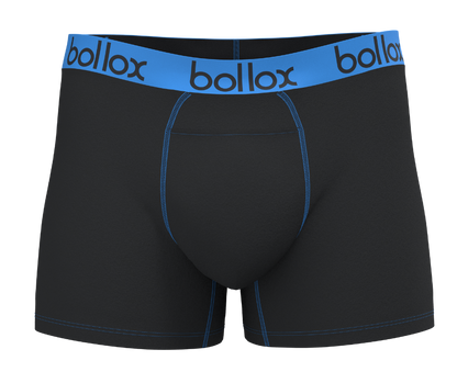 Bollox - Black with Light Blue - Men's Trunk - Bamboo & Cotton Blend