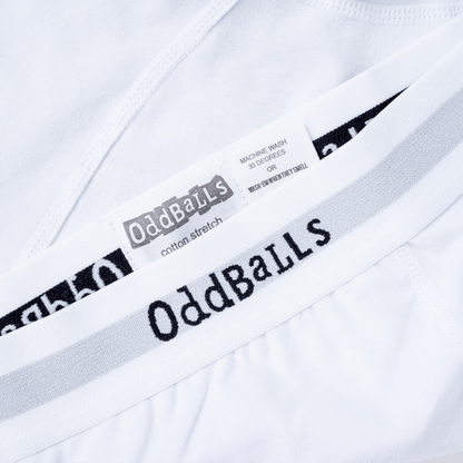 OddBalls Classic White - Mens Cotton Boxer Shorts