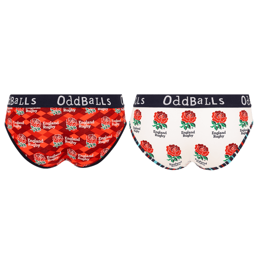 OddBalls England Rugby Union Bundle - Home & Alternate Bundle - Ladies Briefs 2 Pack Bundle
