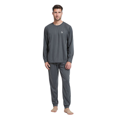 Men's Dark Grey Loungewear Set with Long Sleeve Pyjamas