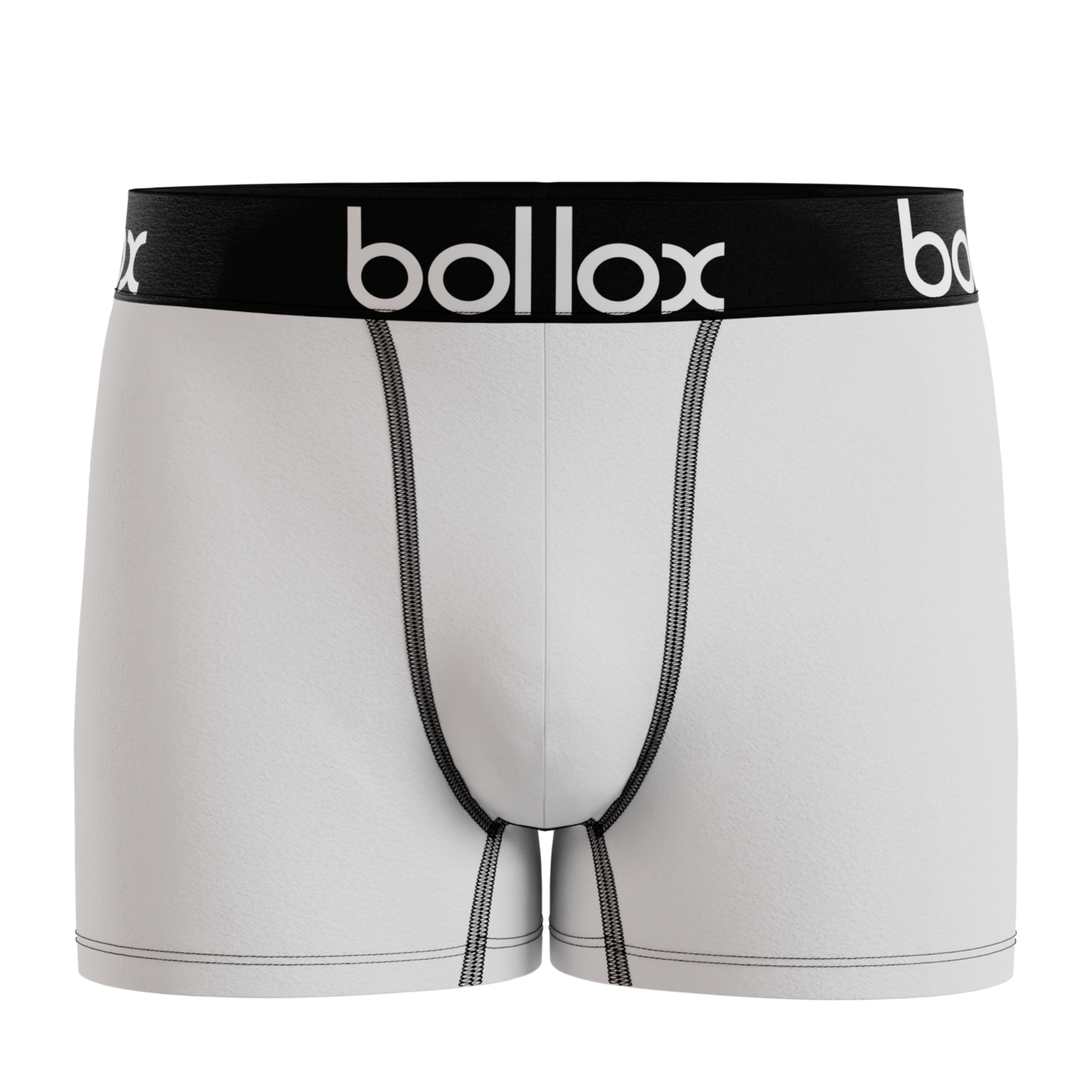 Bollox - White with black band - Men's Trunk - Bamboo & Cotton Blend (1Pack)