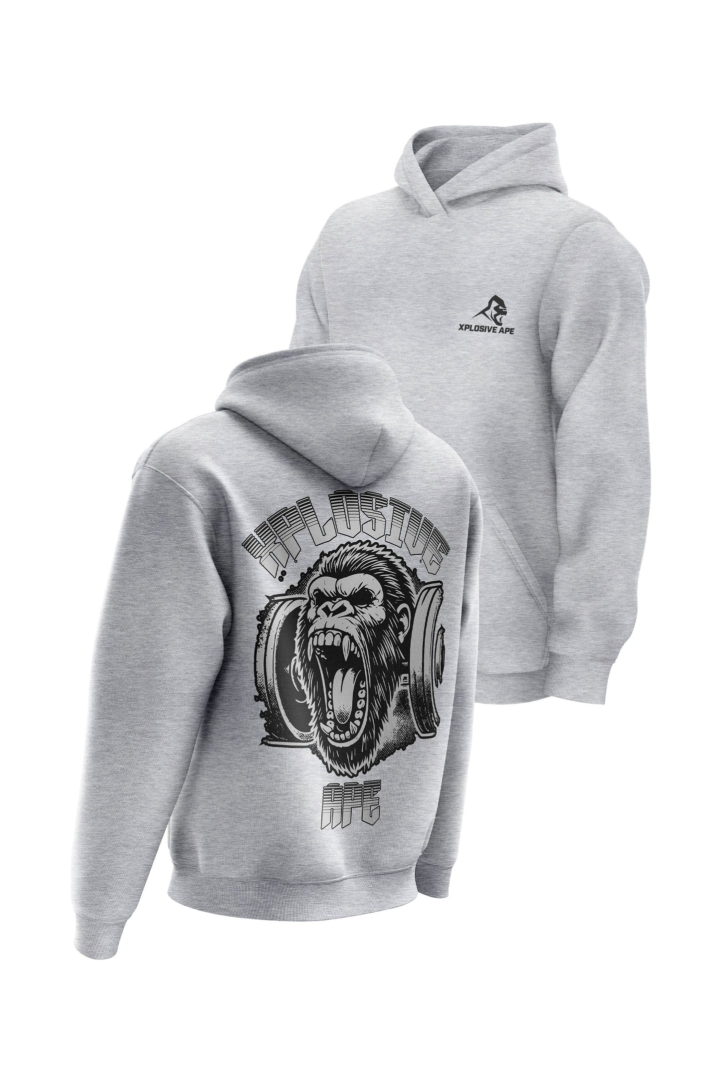 XAPE Old School Hoodie - Heather Grey Xplosive Ape