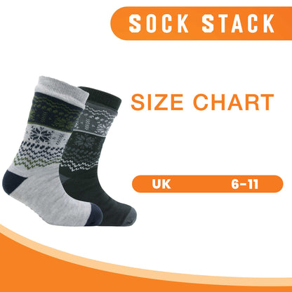 Pack of 2 Men's Chunky Knit Slipper Socks with Grips Thick Warm Non-Slip Indoor Bed Socks Gift by Sock Stack