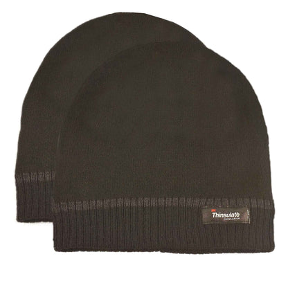 Pack of 2 Mens Stripe Fleece Beanie Hat with 3M Thinsulate Insulation Quick Drying Lightweight Winter Thermal Protection for Skiing Hiking Outdoor by Sock Stack
