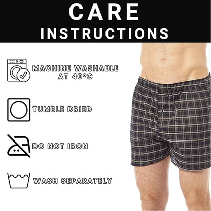 Pack of 6 Mens Loose Fit Boxers with Comfort Waistband Button Fly Breathable Cotton Blend Assorted Colours Premium Quality MB02 by Sock Stack