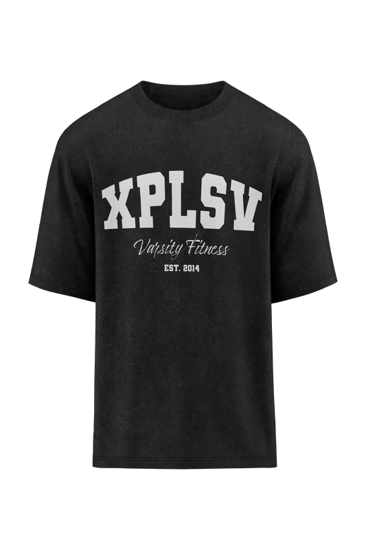 XAPE Varsity Fitness V2 Oversized Tee - Acid Wash Black Xplosive Ape
