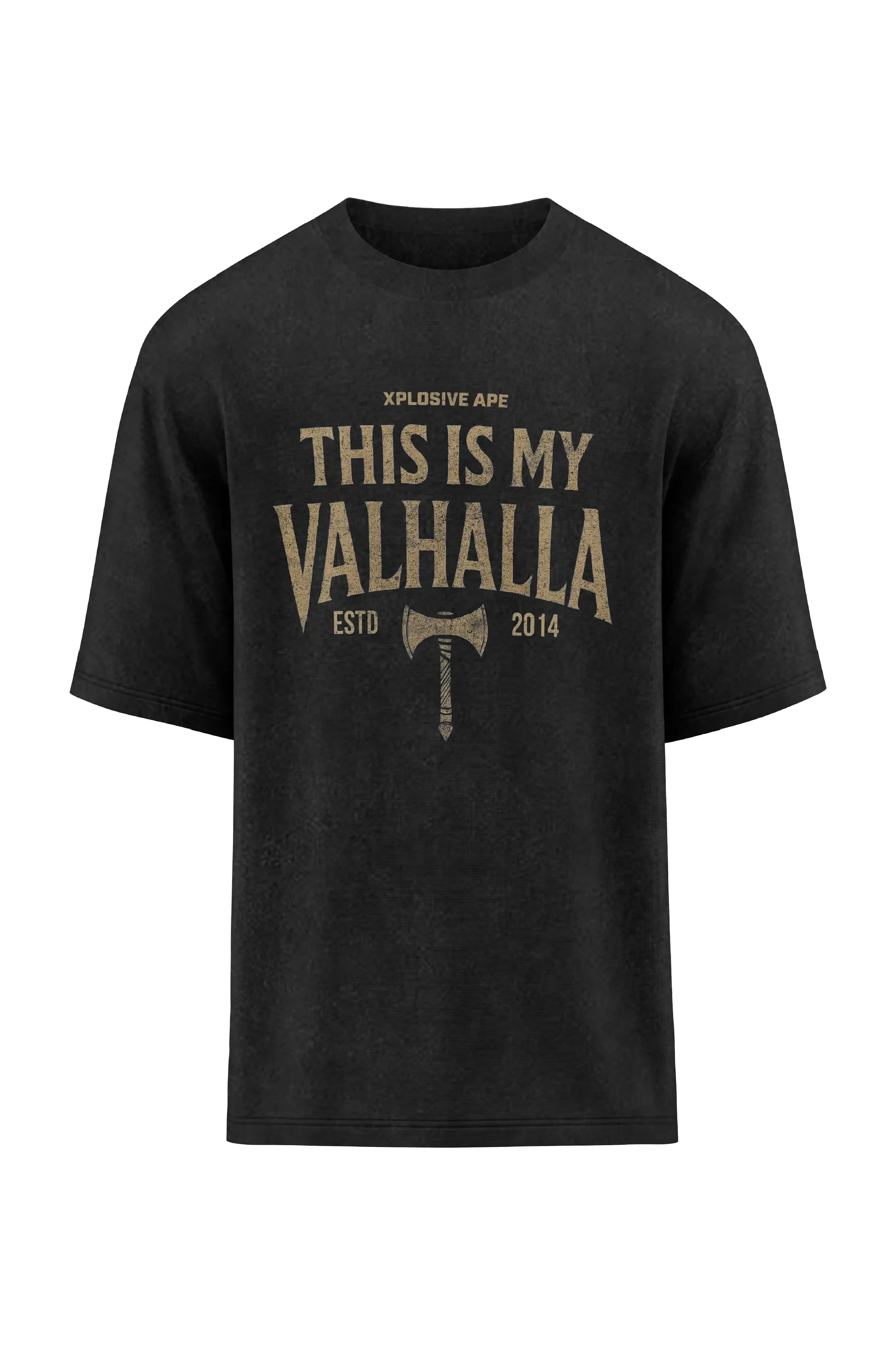 XAPE My Valhalla Oversized Tee - Acid Wash Black Xplosive Ape