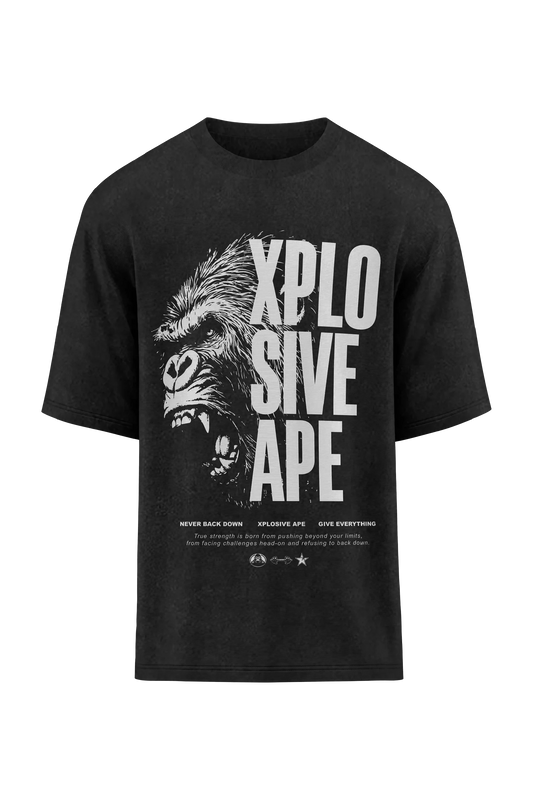 XAPE Vanguard V2 Oversized Tee - Acid Wash Black Xplosive Ape