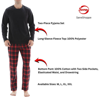 Men's Cozy Thermal Fleece Lounge Set with Check Flannel Pant