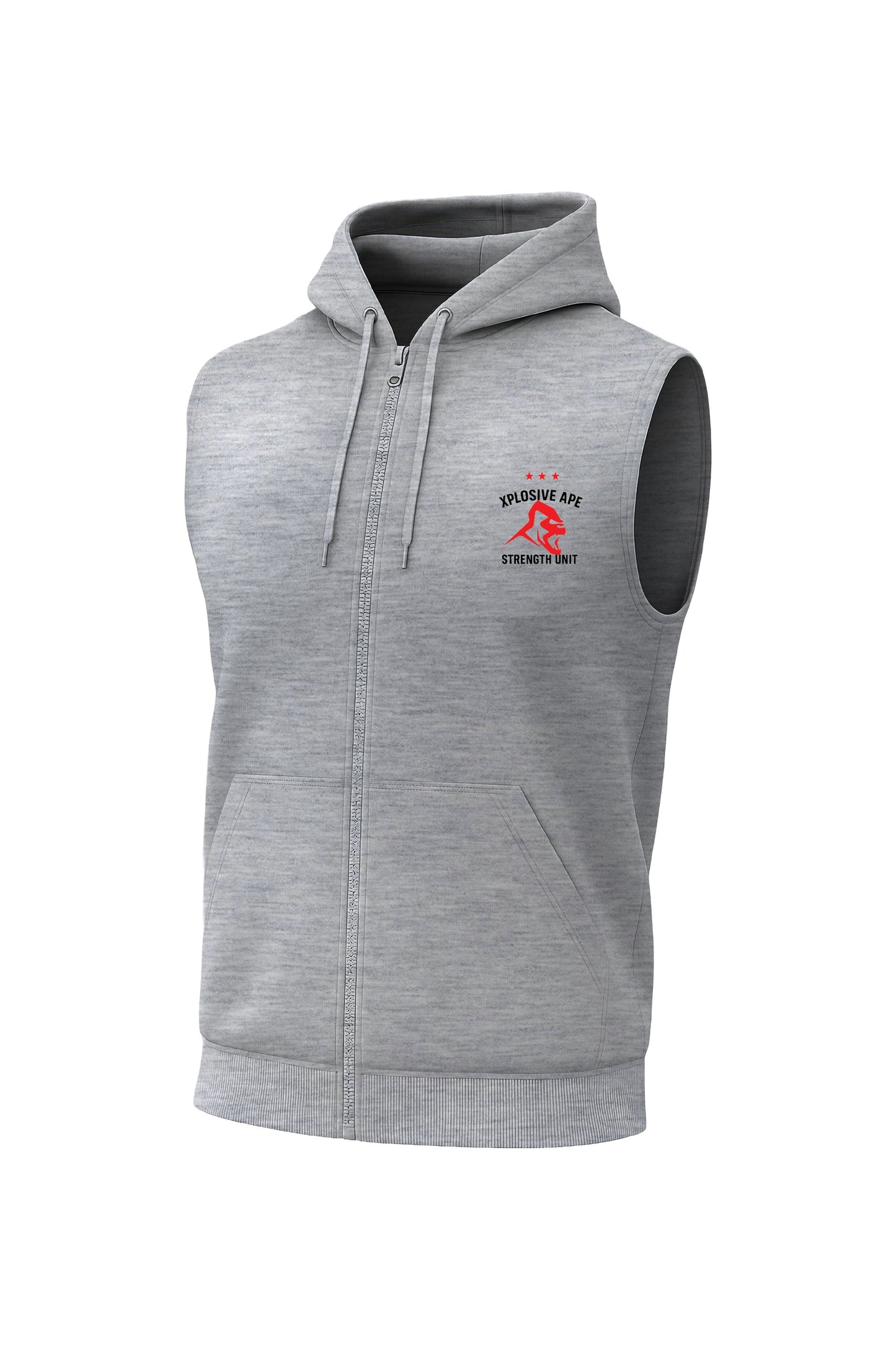 XAPE Strength Unit Sleeveless Hoodie - Sports Grey Xplosive Ape