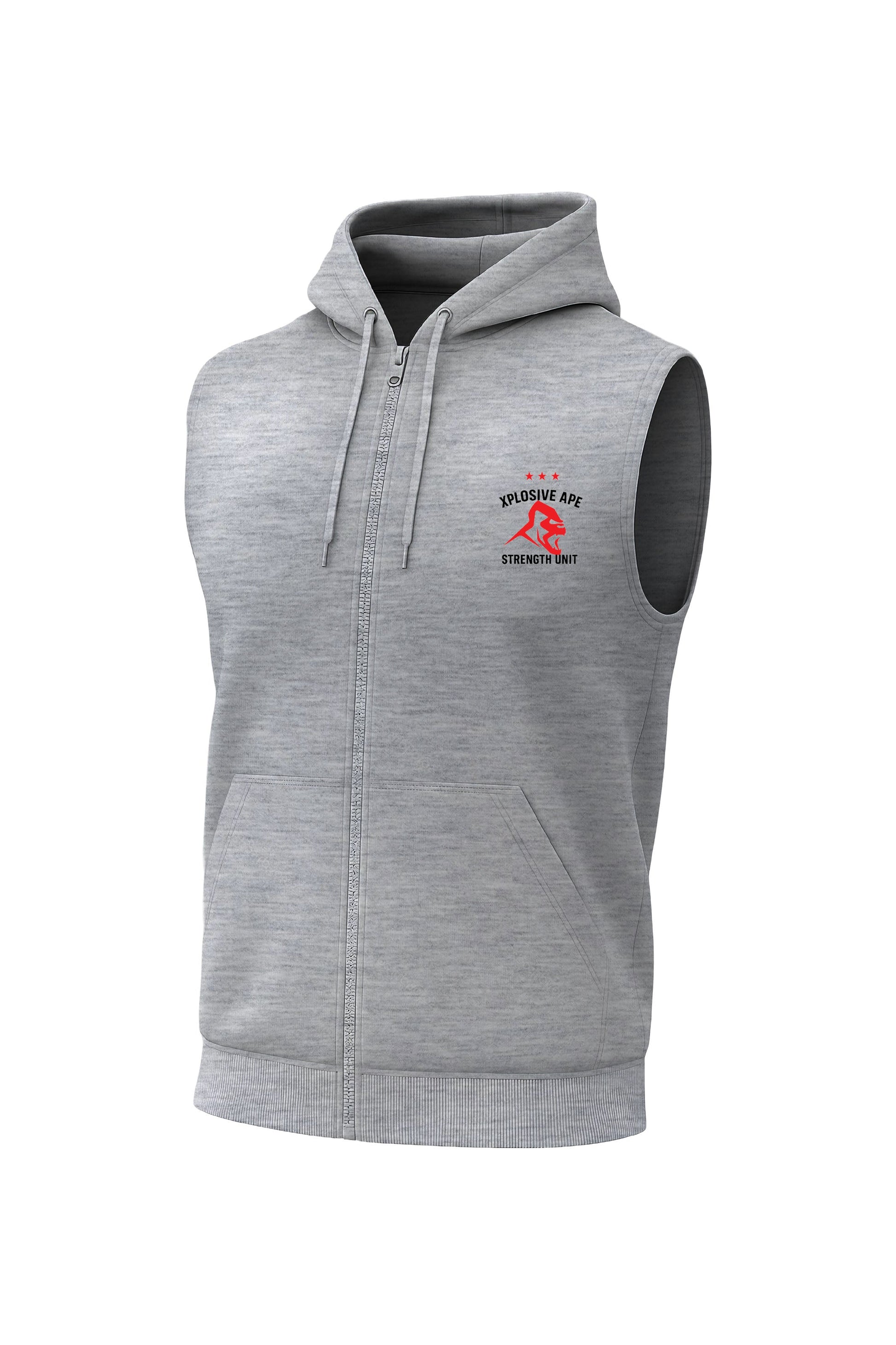XAPE Strength Unit Sleeveless Hoodie - Sports Grey Xplosive Ape
