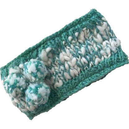 Women's Hand Knitted Daisy Pattern Winter Hat Headband Mittens Set with Pom Pom in Red Green Pink for Outdoor Activities and Holiday Gifts by Sock Stack