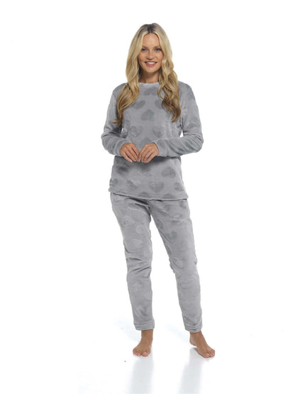 Women's Super Soft Heart Fleece Pyjamas Set Cozy Plush Loungewear Top and Pants Warm Teddy Fleece PJs for Lounging and Sleeping by Daisy Dreamer