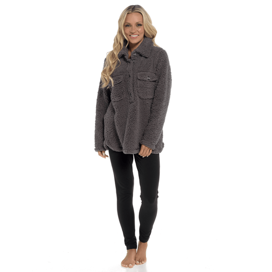 Women's Ultra-Soft Sherpa Lounge Set Long Sleeve Top and Leggings with Double Pockets Cozy Pajamas for Chilly Days Multiple Sizes Daisy Dreamer