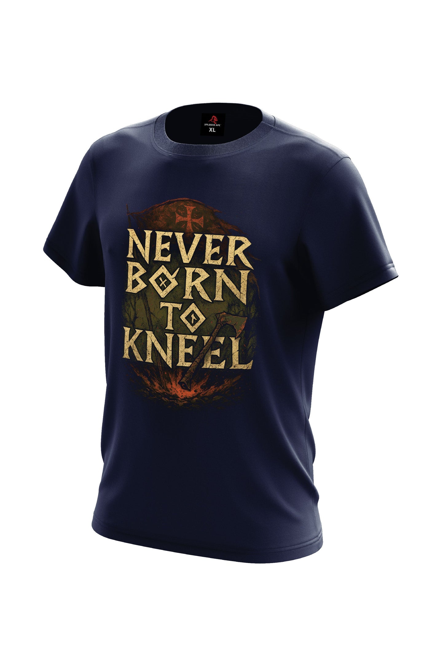 XAPE Never Born To Kneel Tee - Navy Xplosive Ape